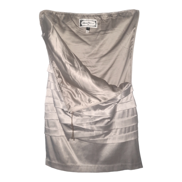 Sakura PLATINUM Womens Cocktail Dress Silver Gray Ruched Strapless Side Zip SZ S - Picture 8 of 12